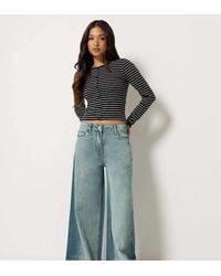 PixieGirl - Petite Frayed Wide Leg Jeans - Lyst