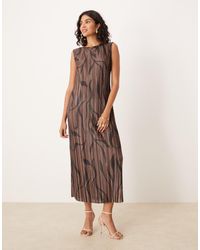 ASOS - Plisse Sleeveless Column Midi Dress - Lyst
