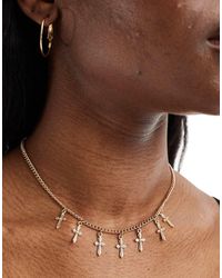 AllSaints - Cross Pendent Necklace - Lyst