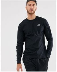 Nike - Club - t-shirt a maniche lunghe nera - Lyst
