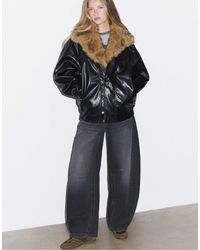 Stradivarius - Veste oversize avec col en faux-fur e - Lyst