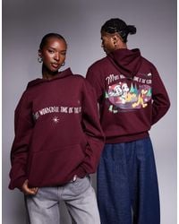 ASOS - Disney Christmas Unisex Relaxed Hoodie With Mickey & Friends Prints - Lyst
