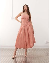 Amy Lynn - Alexa Tie Shoulder Puffball Nylon Midi Dress - Lyst