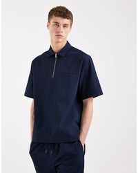 ASOS - Half Zip Relaxed Overhead Shirt - Lyst