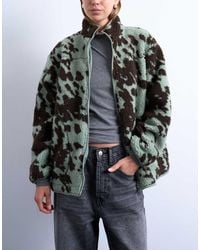 TOPSHOP - Jack Van Borg Fleece Met Koeienprint En Contrasterende Bies - Lyst