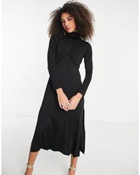 & Other Stories - Satin High Midaxi Dress With Drape Chest Detail - Lyst