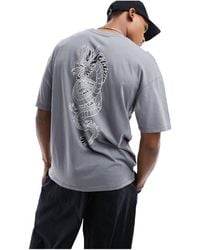 Jack & Jones - Washed Oversized T-shirt With Dragon Back Print - Lyst