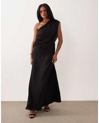 ASOS - Chiffon Draped Shoulder Maxi Dress With Cowl Back Detail - Lyst