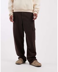 ASOS - Pantalones Cargo Marrones De Corte Recto Suelto De - Lyst