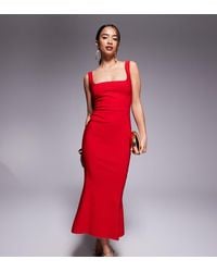 Vesper Petite - Vestido Midi Sin Mangas De Corte Sirena Con Escote Cuadrado De Bengalina De - Lyst