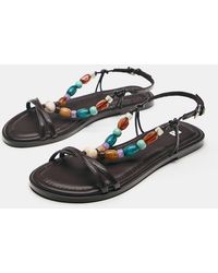 Pull&Bear - Platte Sandalen Met Kralen - Lyst