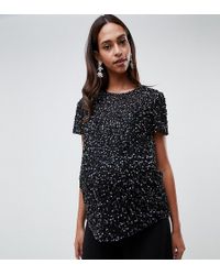 ASOS Camiseta con adorno de lentejuelas - Negro