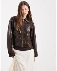 Object - Premium Faux Croc Cropped Jacket - Lyst