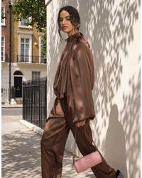 Missy Empire - Satin Balloon Sleeve Bomber Jacket - Lyst