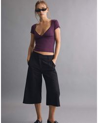 Stradivarius - Polyamide V-Neck T-Shirt - Lyst