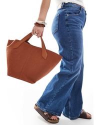 Glamorous - Tas Van Imitatiesuède Met Handvat Aan De Bovenkant En Crossbody Band - Lyst