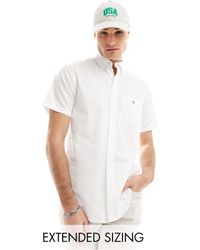 GANT - Shield Logo Short Sleeve Cotton Linen Shirt - Lyst