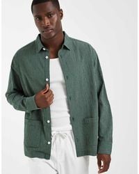 ASOS - Relaxed Micro Check Shirt With Pockets - Lyst