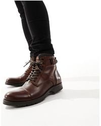 Jack & Jones - Leather Lace Up Boots With Buckle - Lyst