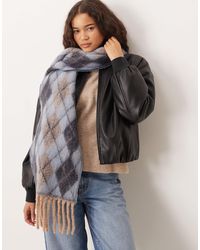 Mango - Écharpes à franges et motif losanges - Lyst