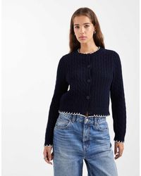 Miss Selfridge - Cable Cardigan With Blanket Stitch Detail - Lyst