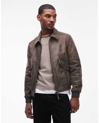 AllSaints - Marland Zip Through Leather Aviator Jacket - Lyst