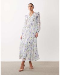 Vila - Ladder Lace Frill Detail Maxi Dress - Lyst