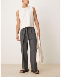 ASOS - Smart Wide Leg Trousers With Belt Detail And Front Pleat - Lyst