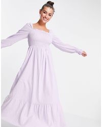 Vero Moda Linen Maxi Dress With Volume Sleeve in Cream (Natural) | Lyst