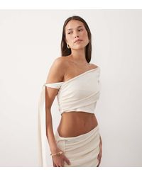 Wanderdoll - Lois Fine Knit Off Shoulder Tie Detail Top Co-Ord - Lyst