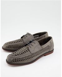 Red Tape Tassel Suede Woven Loafers - Grey