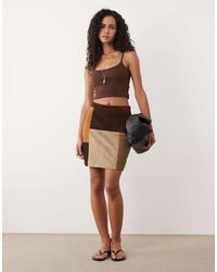 Barneys Originals - Patchwork Real Suede Mini Skirt - Lyst