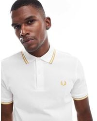 Fred Perry - Polo Blanco Con Dos Rayas De - Lyst