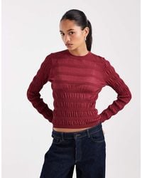 ASOS - Shirred Fine Knit Long Sleeve Top - Lyst