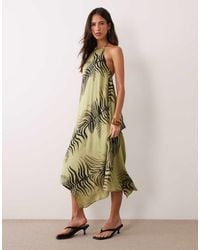 ASOS - Halter Neck Midi Dress With High Low Hem - Lyst