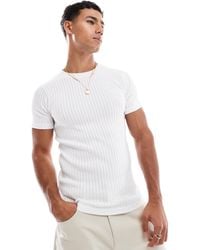 Jack & Jones - – enges geripptes t-shirt - Lyst