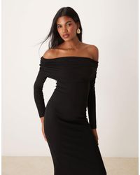 Miss Selfridge - Robe longue à manches longues et épaules dénudées - Lyst