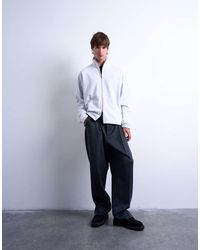 TOPMAN - Heavyweight Boxy Fit Zip Through Funnel Neck Sweatshirt - Lyst