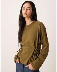 ASOS - Tie Waisted Detail Long Sleeve Top - Lyst