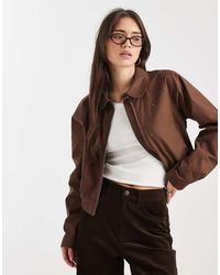 Tommy Hilfiger - Chaqueta Marrón Con Cuello Redondo De - Lyst