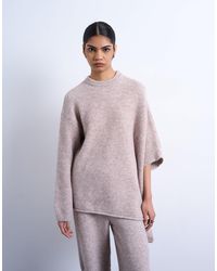 TOPSHOP - Poncho d'ensemble souple en maille - beige - Lyst