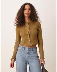 ASOS - Ruffle Hem Crochet Cardigan Top - Lyst