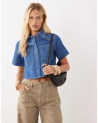 ASOS - Denim Cropped Overhemd - Lyst