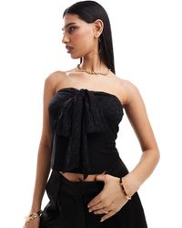 ASOS - Bandeau Top With Lace Bust And Tie Detail - Lyst