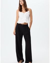 Stradivarius - Straight Leg Trousers With Linen - Lyst