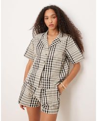 Brave Soul - – kurzärmlige hemdbluse mit lockerem schnitt und karo-design, kombiteil - Lyst