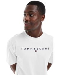 Tommy Hilfiger - Camiseta Blanca Con Logo Lineal De - Lyst