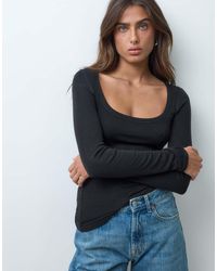 ASOS - Lyocell Blend Scoop Neck Long Sleeve Top - Lyst