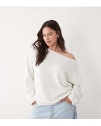 ASOS - Asos Design Curve Slouchy Off The Shoulder Sweater With Wool - Lyst