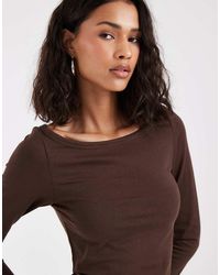 Pieces - Boat Neck Jersey Top - Lyst